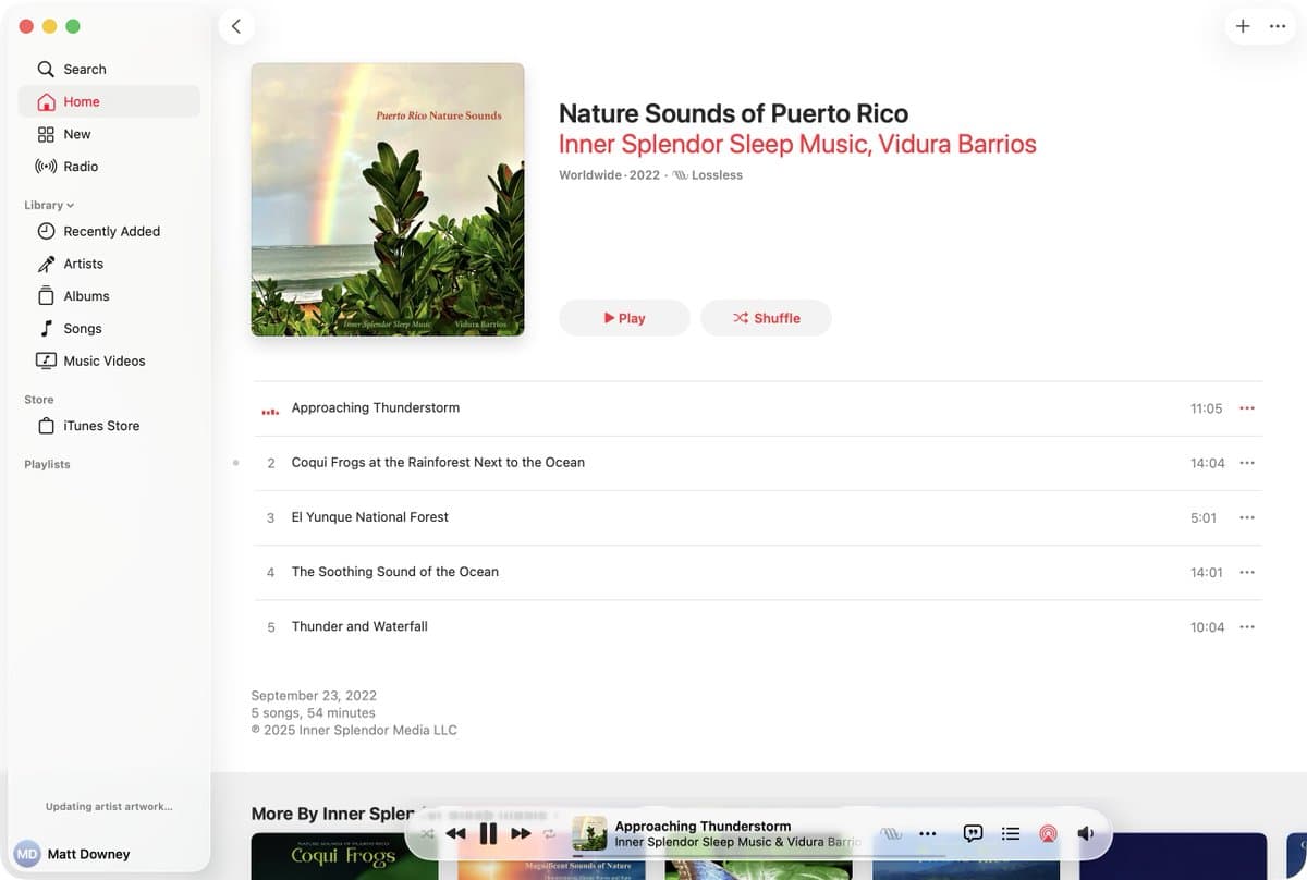 If I'm on my laptop after 11PM, this is what's in the AirPods Max. Fourteen minutes of coqui frogs, in lossless. Don't question the system.