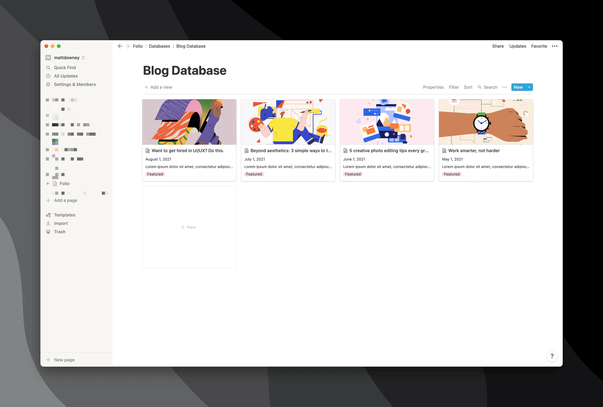 Notion Blogs Database