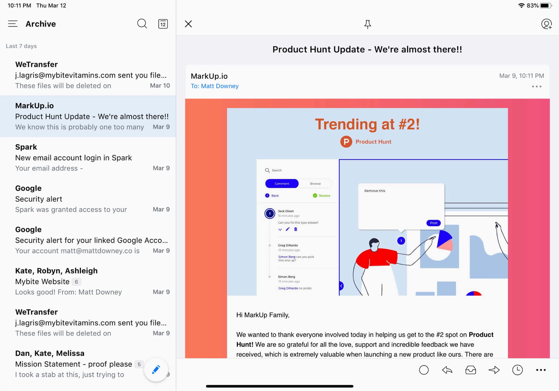 Spark email and calendar app optimized for iPad Pro