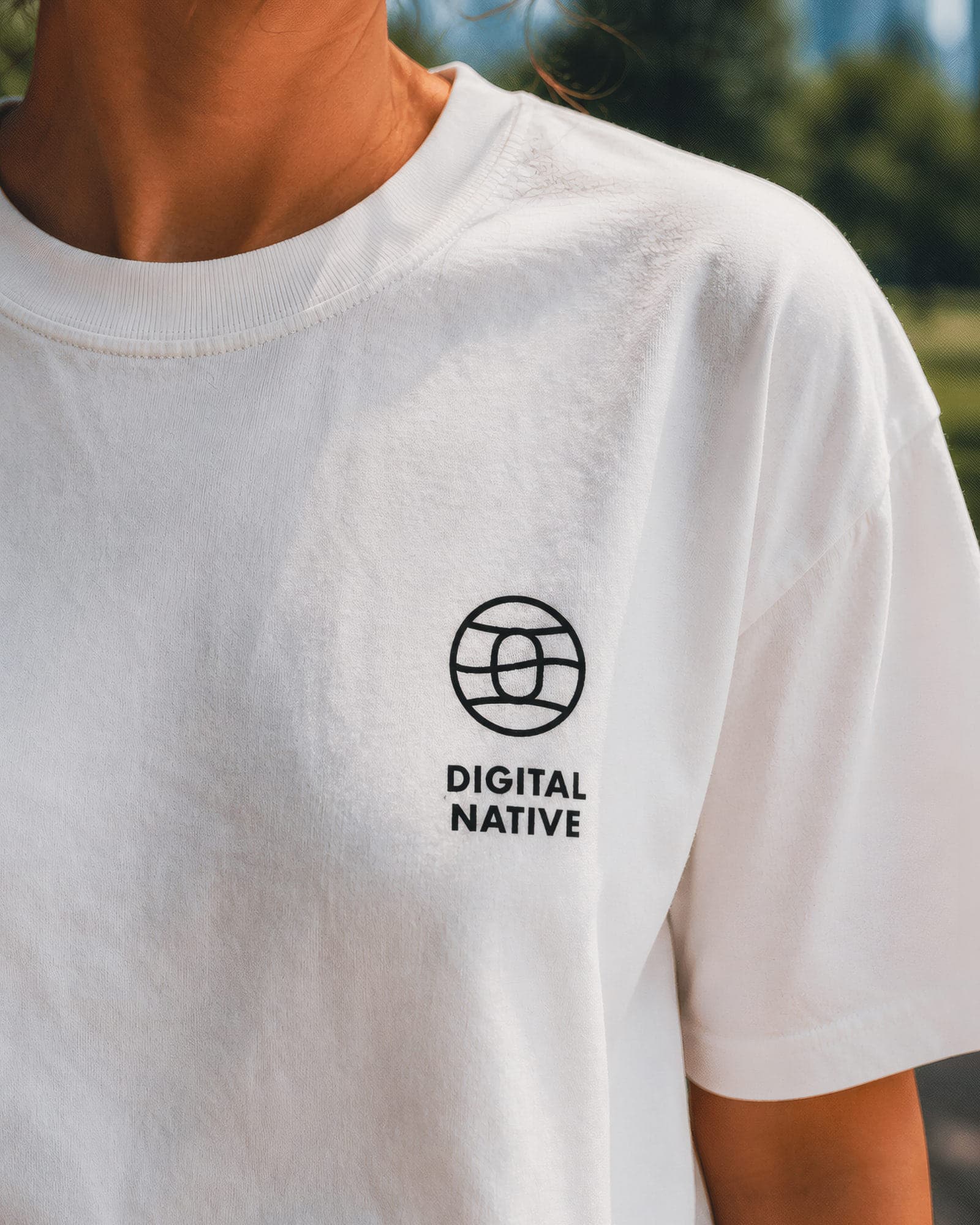 Close-up of the Digital Native chest print